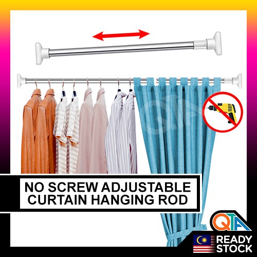 Buy Strong Adjustable Curtain Rod Batang Langsir Dapur Pintu No Screw Stainless Steel Extendable Clothes Hanging Rod Shower Seetracker Malaysia