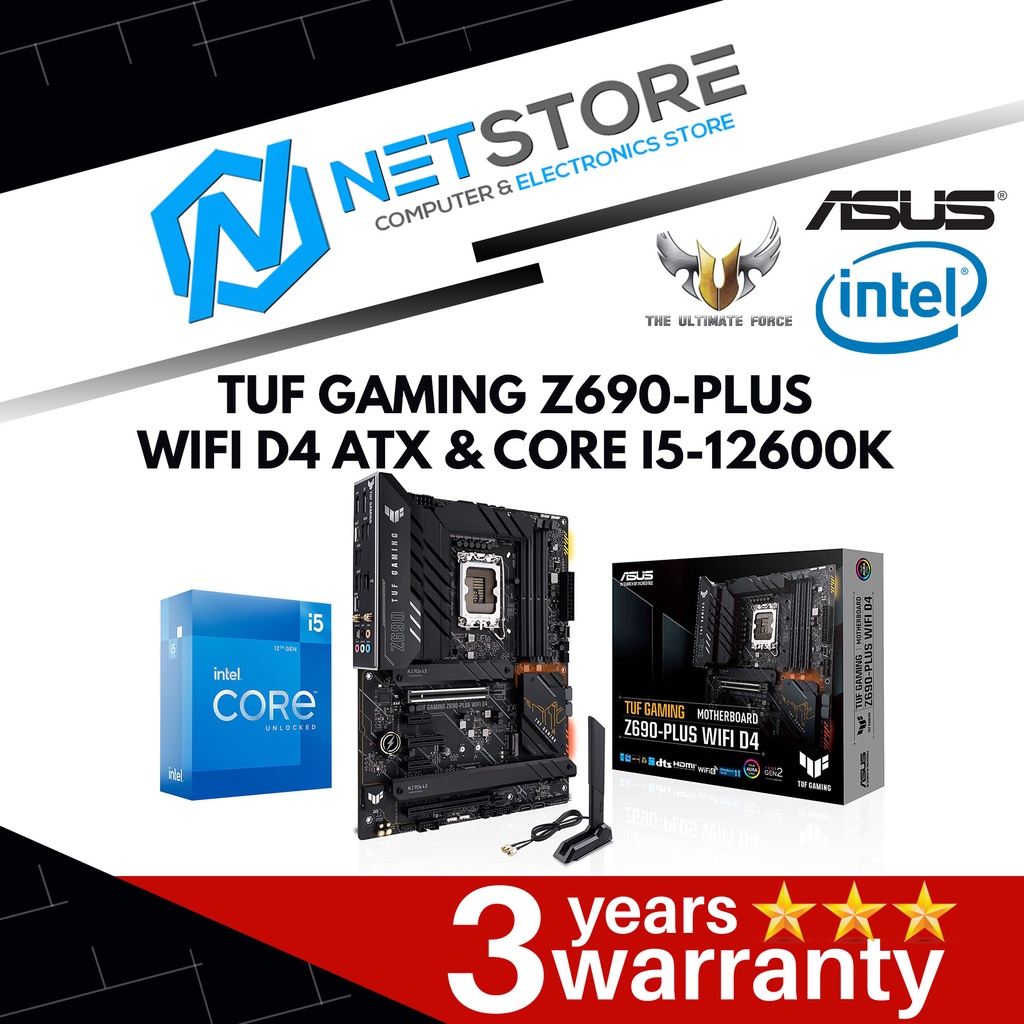 PWP ASUS TUF GAMING Z690PLUS WIFI D4 ATX MOTHERBOARD & INTEL CORE I5