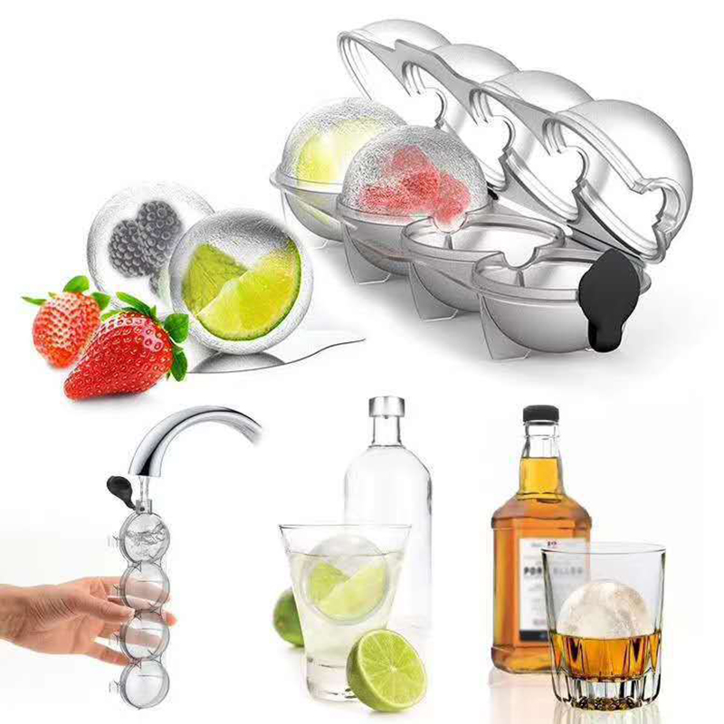 4 Cavity Ice Cube Maker Form Ice Flexible Cocktail DIY Round Ice Ball Ice Grid