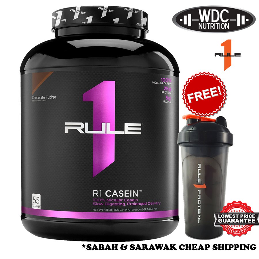 Rule 1 Casein (55 Servings) Whey Protein, Protein Night Time Recovery