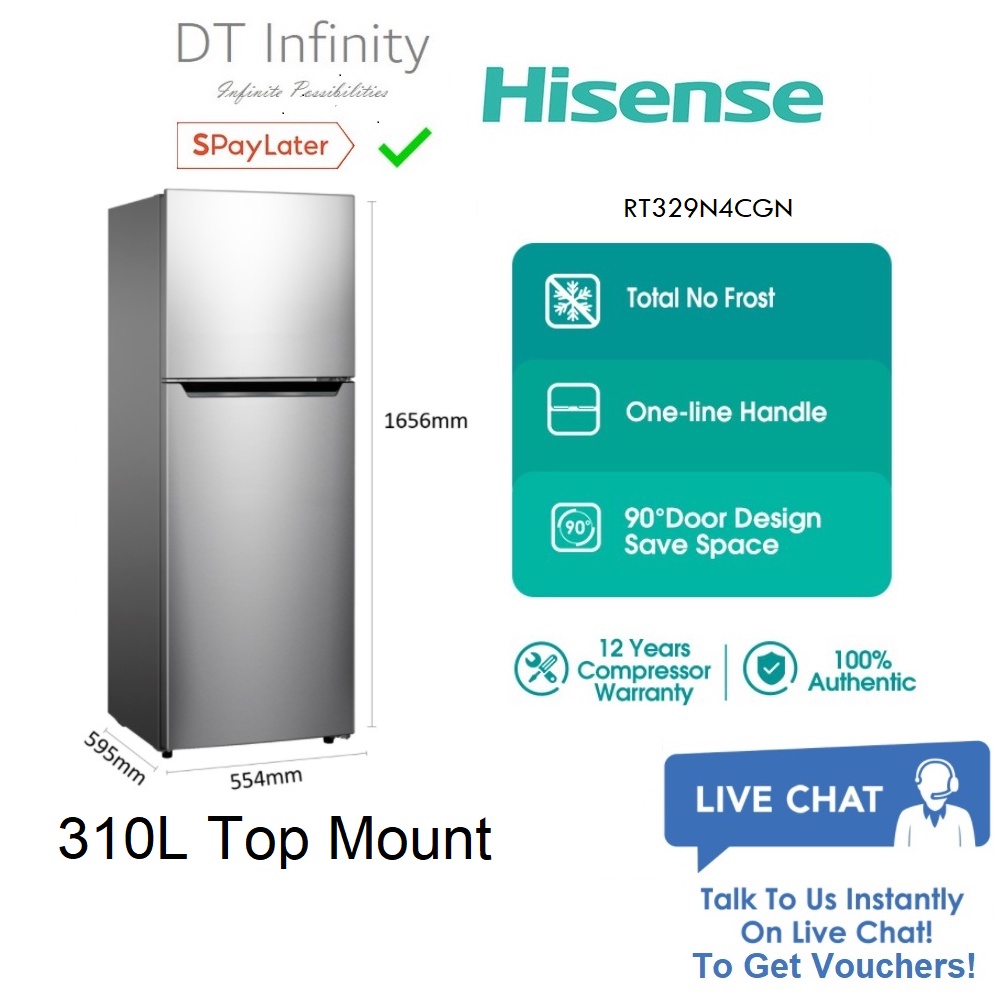 Hisense 310l Gross Refrigerator 2 Door Fridge Peti Sejuk Peti Ais 2 Pintu Rt329n4cgn 冰箱 Spaylater