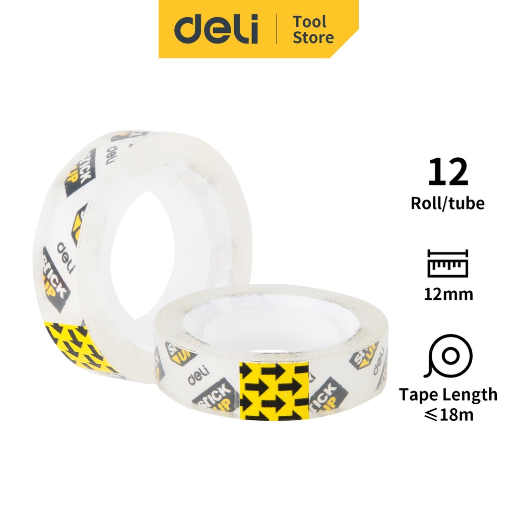 Deli Tools Office Stationery Tape (12mm) [12 Rolls/Tube] E30014