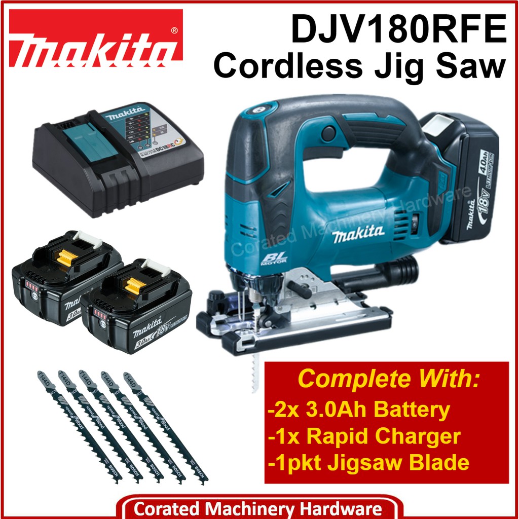 [Corated] Makita DJV180RFE 18V Cordless JigSaw c/w 2pc 3.0Ah 18V .