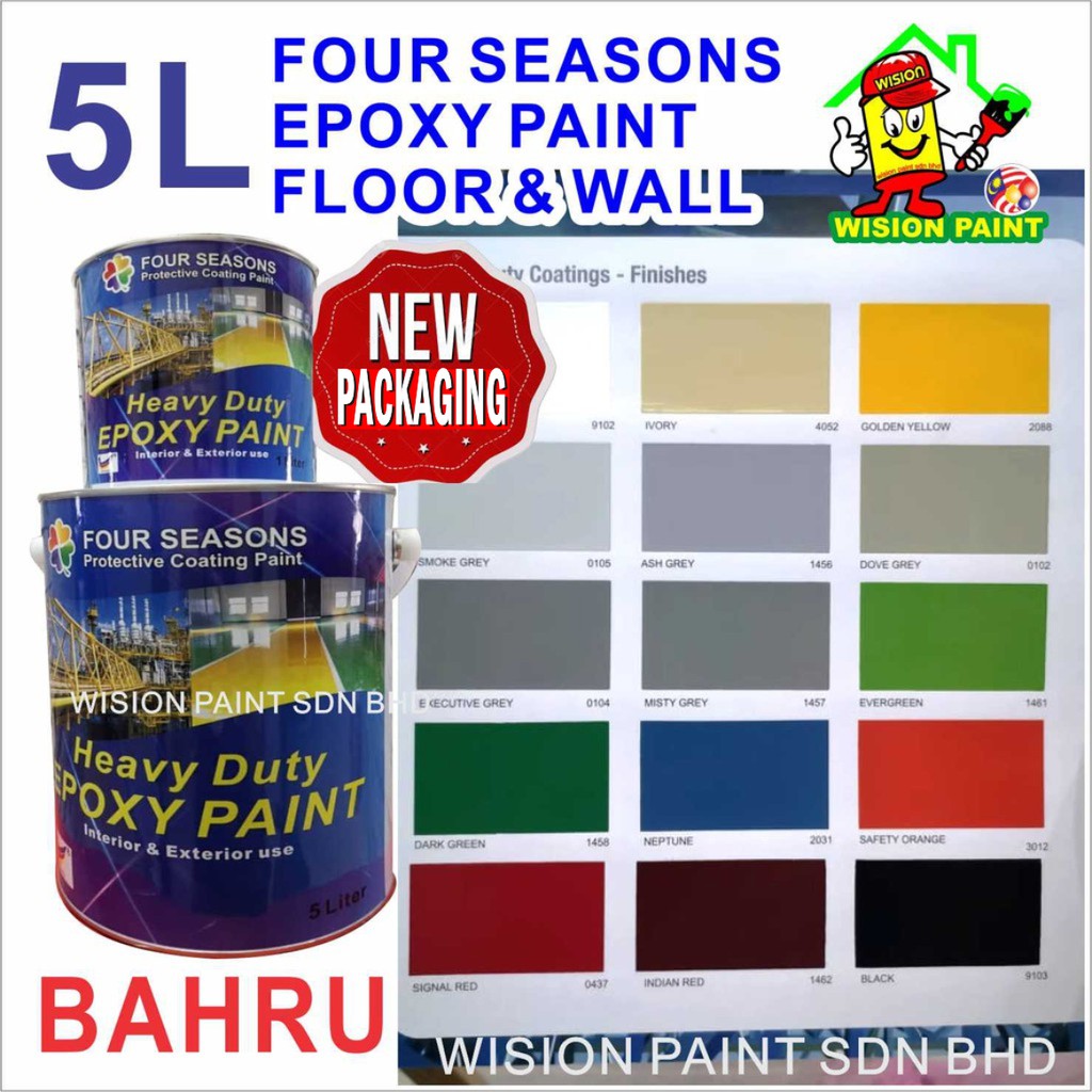 5L ( 5 Liter ) Four Seasons ( STANDARD COLOUR ) New Epoxy Floor Paint