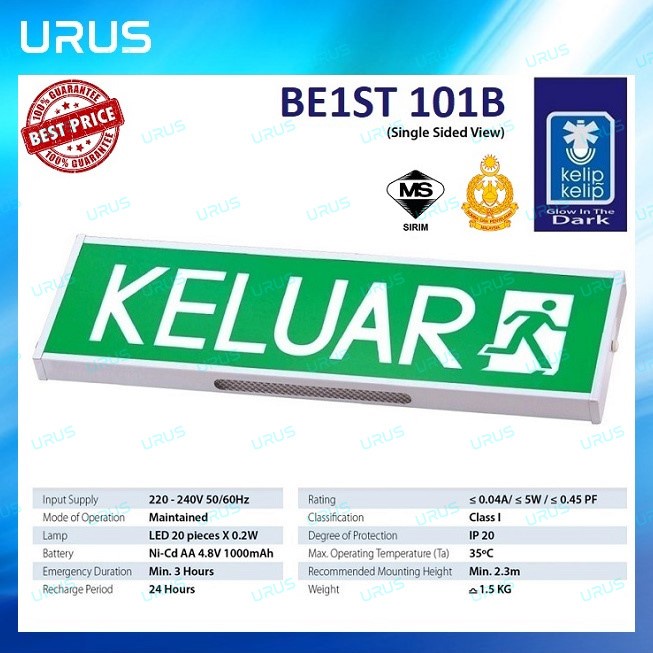 Buy KELIP-KELIP LED Keluar Sign BE1ST 101B / Papan Keluar (Sirm 