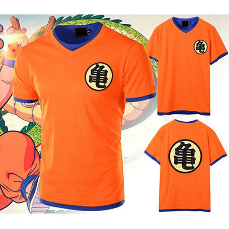 Mens Japanese Anime Goku Dragon Ball Z Orange Costume Short Sleeve T-shirt Shirt | Shopee Malaysia