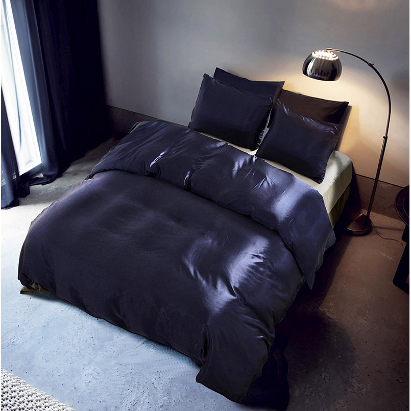 Silk Colorful Duvet Cover Luxurious Satin Comforter Bedding Duvet