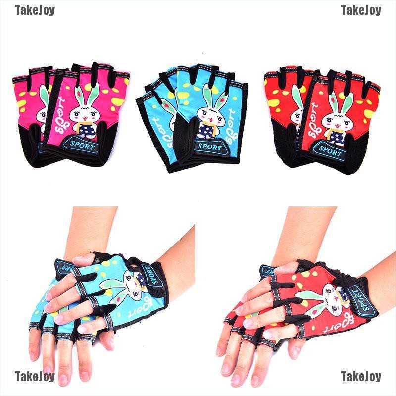 Color Set 3 3 Pairs Kids Half Finger Gloves Sport Gloves Non-Slip Gel Gloves for Children 6-10 Years Cycling Biking 