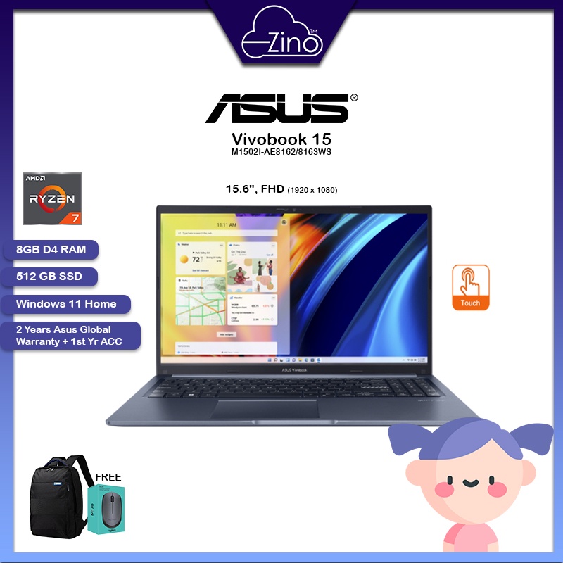 Asus Vivobook 15 M1502I-AE8163WS 15.6'' FHD Touch Laptop Icelight ...