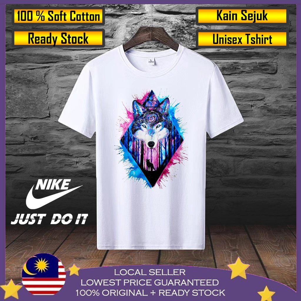 Premium Cotton Wolf T shirt Lelaki 100% Cotton Baju T shirt Lelaki Men T shirt Baju Viral Baju Perempuan