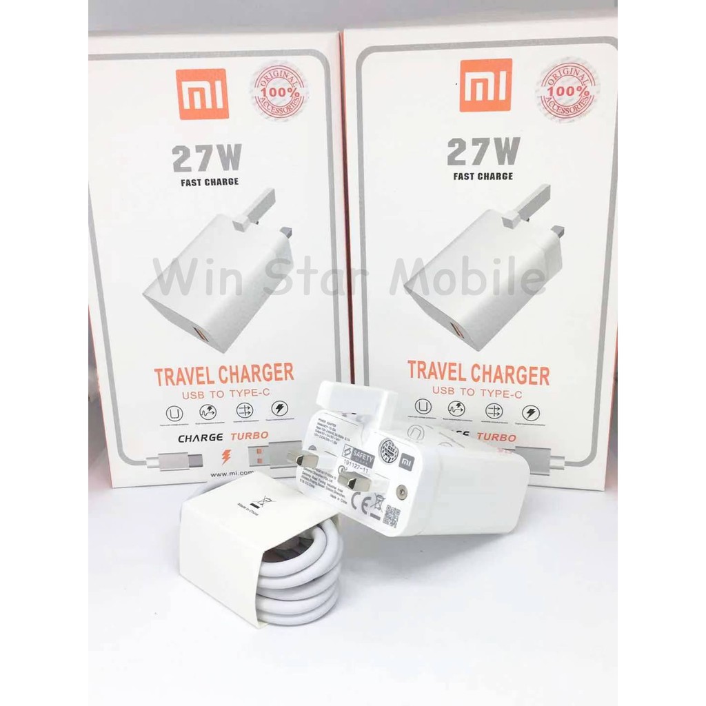 100% Original Xiaomi 27w Charger Mi Fast Charging Adapter With Type-C Cable  Turbo Charger For Xiaomi Redmi | Shopee Malaysia