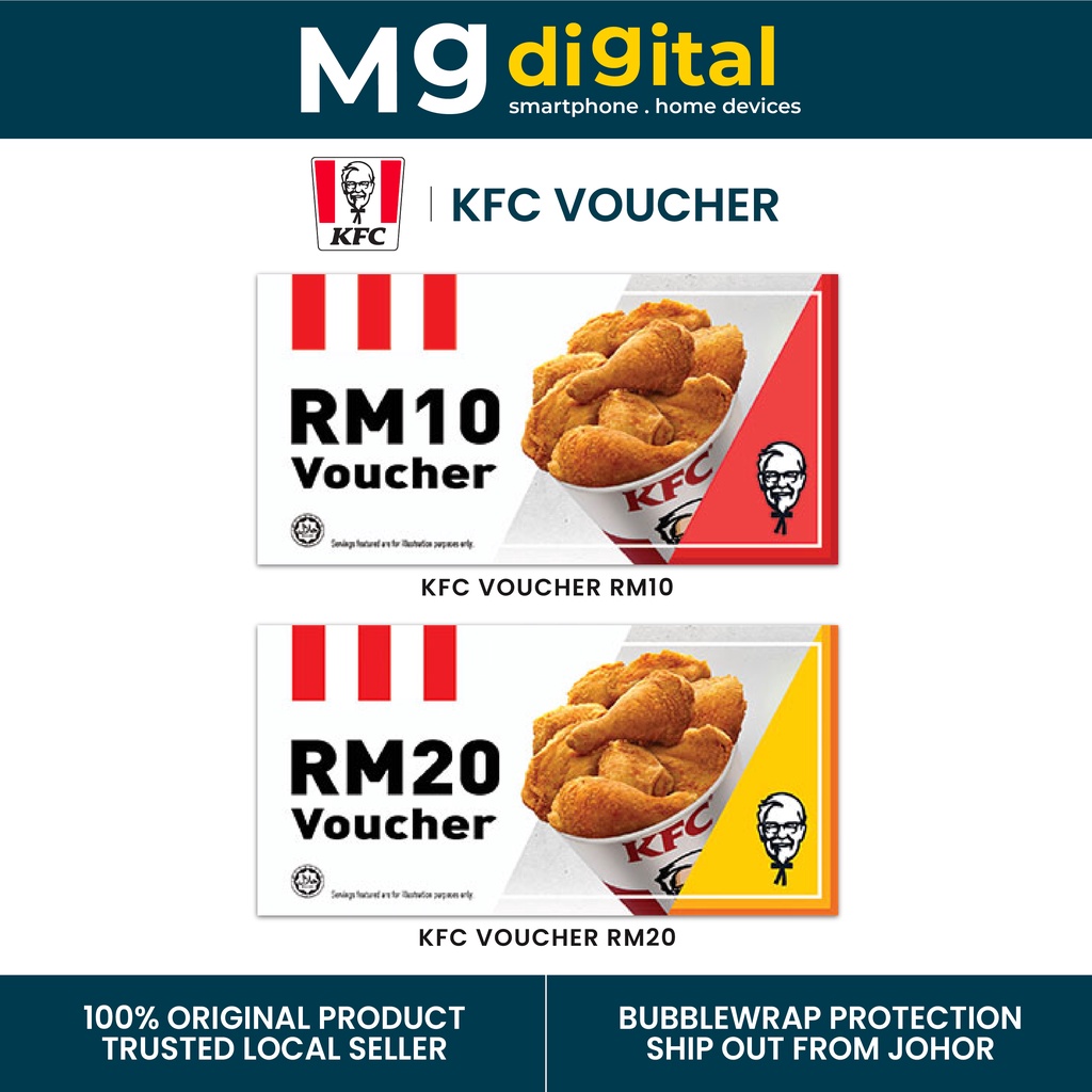 KFC Voucher RM10 / RM20 (Cash Voucher / Meal Voucher) READY STOCK