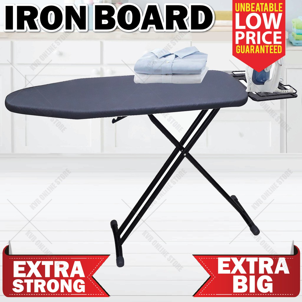 Fold Ironing Iron Board Nonslip Cap Iron Rest Black Extra Big Strong/Papan Seterika Shopee