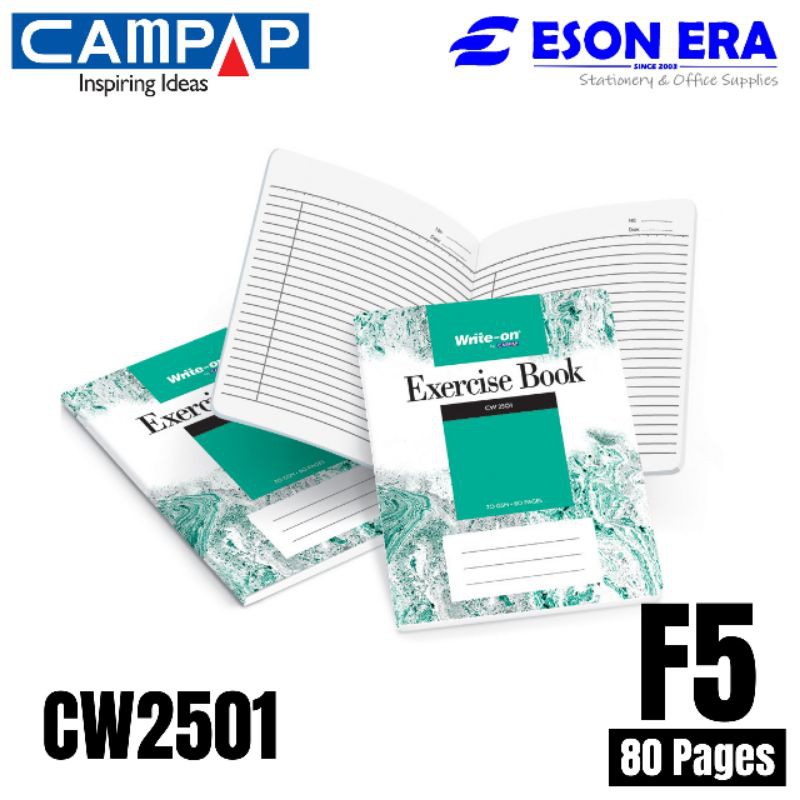 [F5 80P] Campap Write-On F5 Exercise Book 70gsm 80Pages CW2501 Writeon Buku Latihan