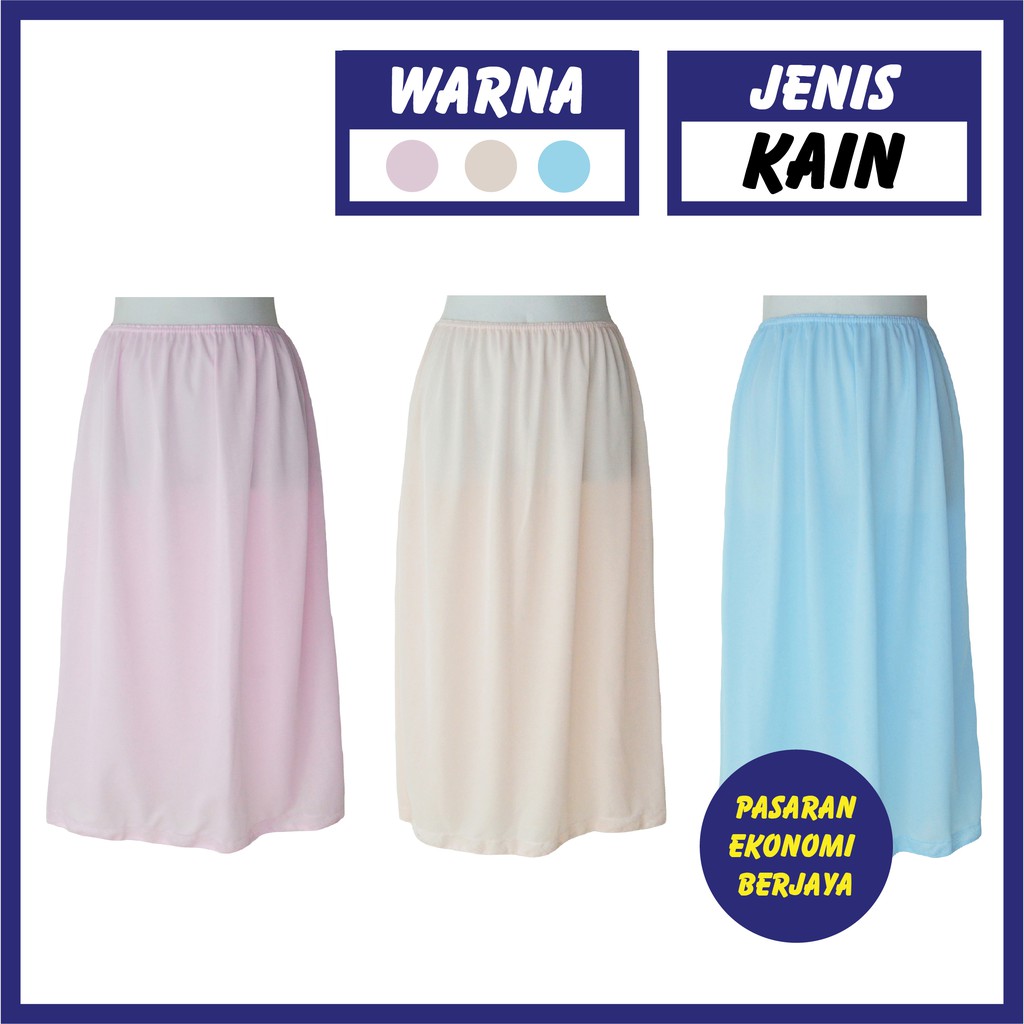  KAIN DALAM WANITA  BERWARNA PETTICOAT COTTON SCHOOL INNER 