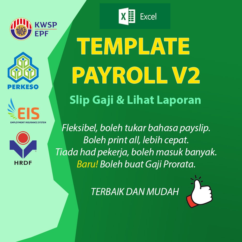 Template Payroll Excel – V2 ( Payslip + Laporan Penggajian + Borang EA ...