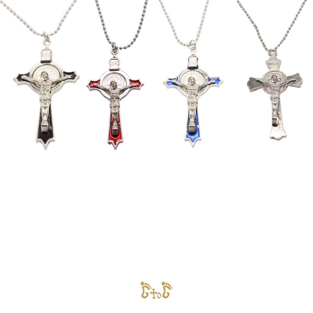 [Ready Stock Malaysia] Christian Catholic Religious Jewelry Gift -  Alloy St Benedict Crucifix/Chain-  6.5cm
