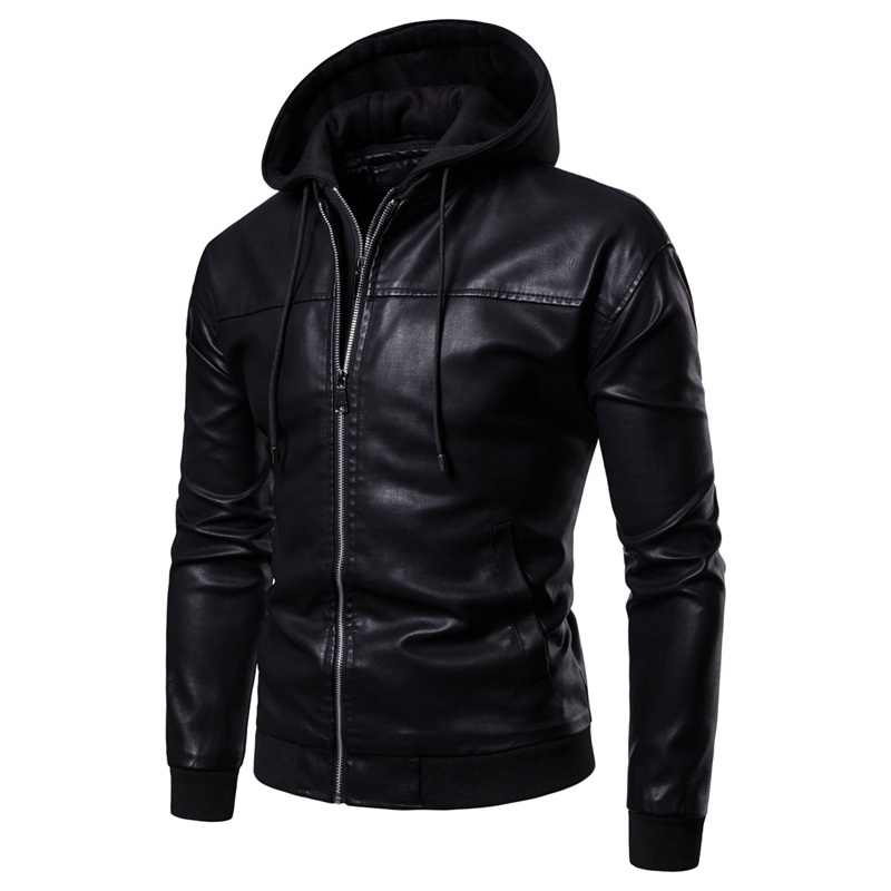 hoodie leather jacket