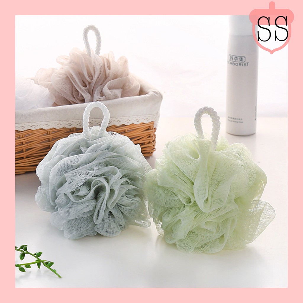 M Sia Ready Stock 现货60g Large Shower Ball Bath Ball Bath Flower Bath Body Rub Shower Sponge 大号可爱洗澡沐浴球搓澡洗浴用品洗浴花洗浴棉厕所冲凉房