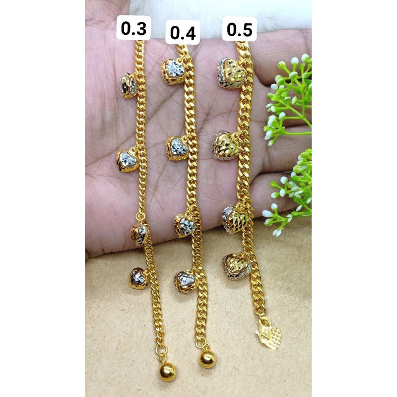 Gelang Pasir Dewasa Rantai Tangan Love Gantung Emas 916 Tulen