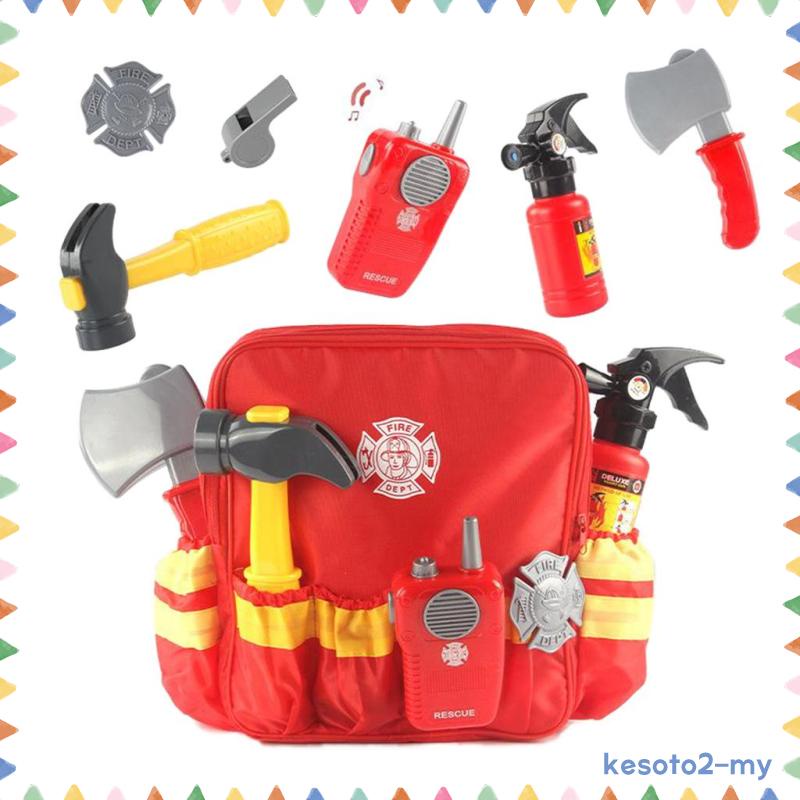 [KESOTO2] 7Pieces Cosplay Firefighter Costume Fireman Suit Enlightenment for Kids