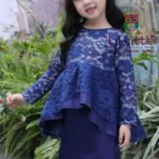 Lil Little BK42 Baju Kurung Budak New Peplum Ribbon Lace Lil Little BK42 Baju Kurung Budak New Peplum Ribbon Lace