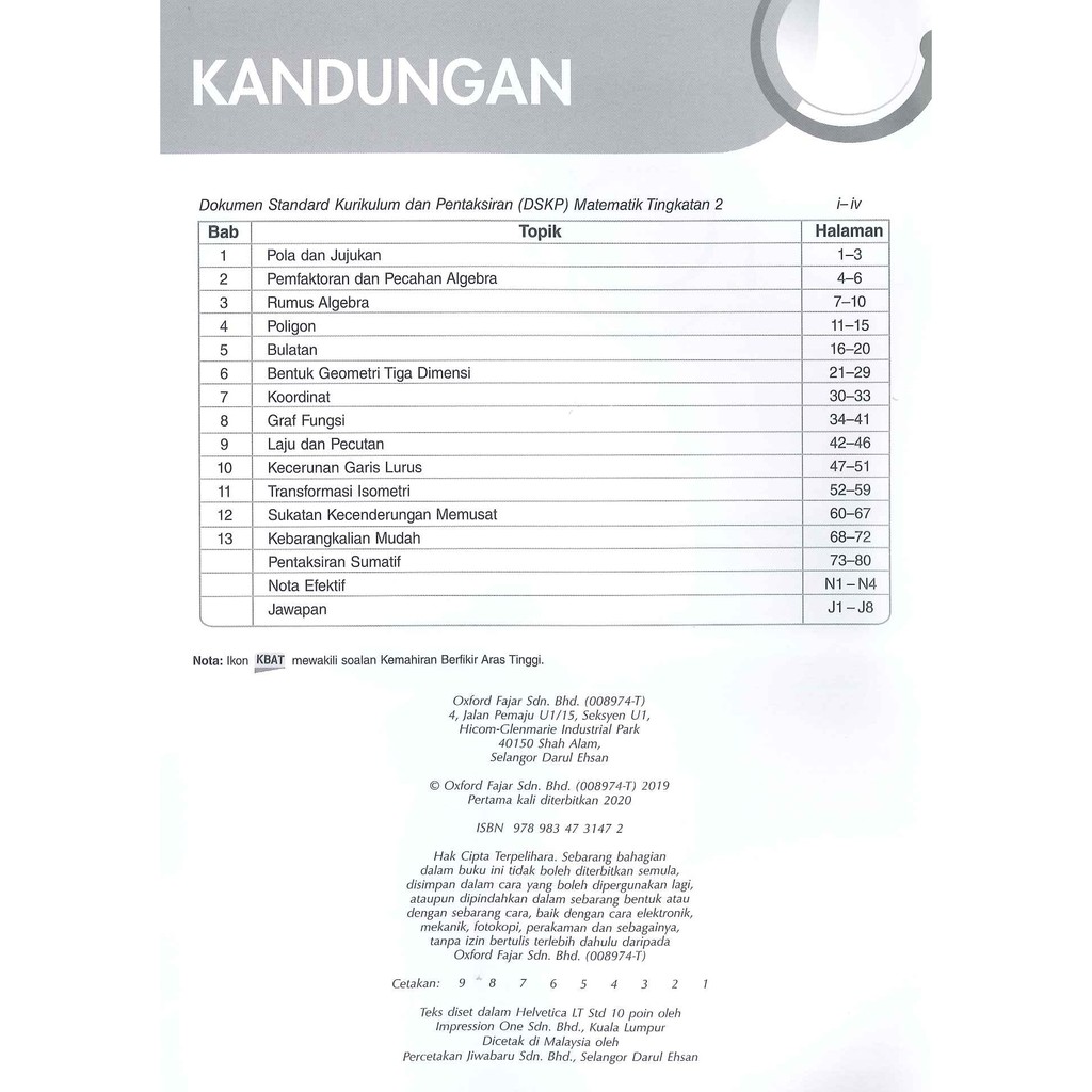 Jawapan Buku Oxford Fajar Matematik Tingkatan 4  donaaputrii10