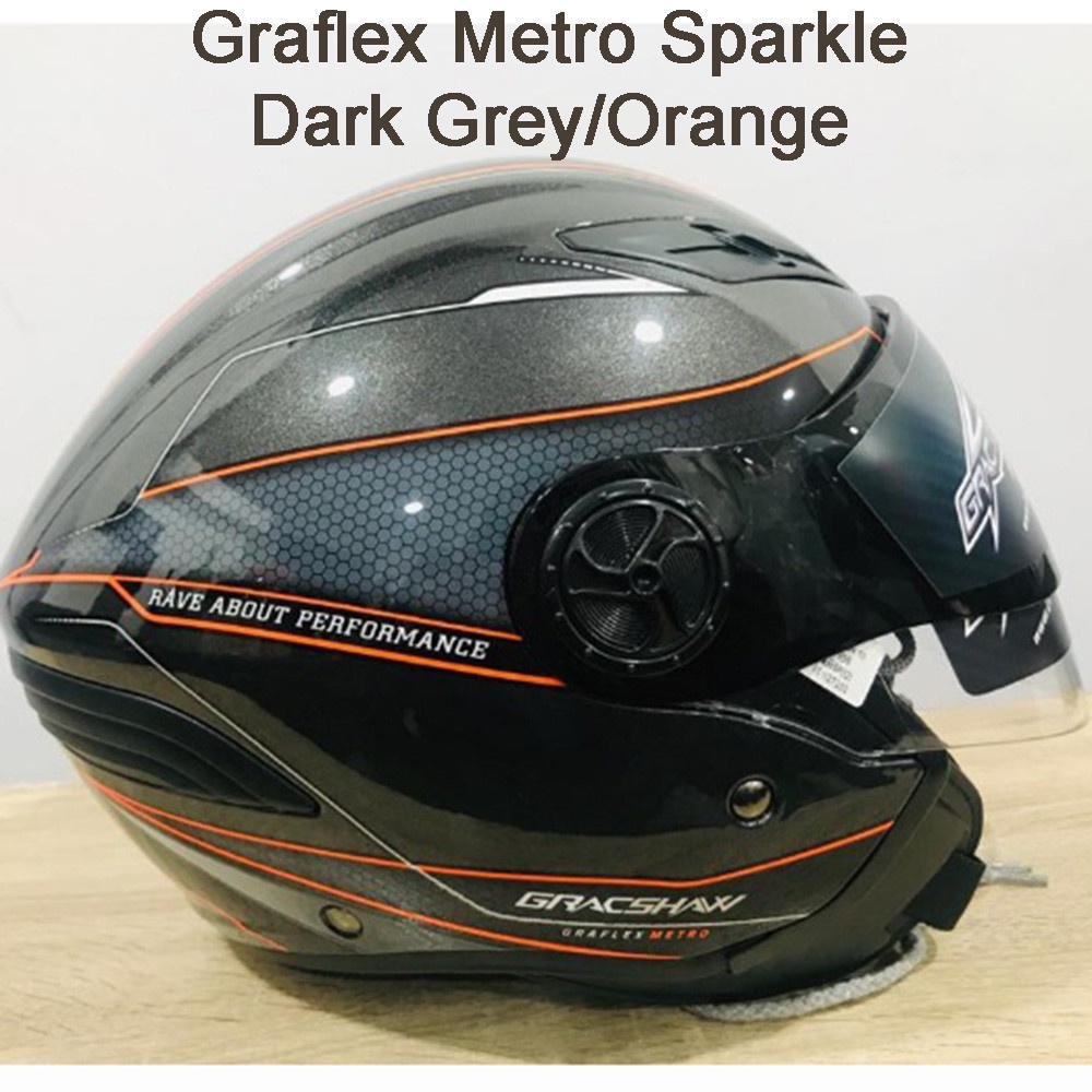 Gracshaw G666A Graflex Metro Sparkle Helmet DARK GREY/ORANGE