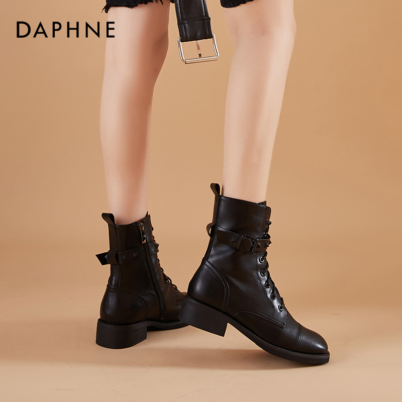 Daphne But Wanita But Kasut Wanita Kulit Martin Boots Wanita Gaya Inggeris Kepala Persegi Zip But Pendek Wanita But Musi Shopee Malaysia
