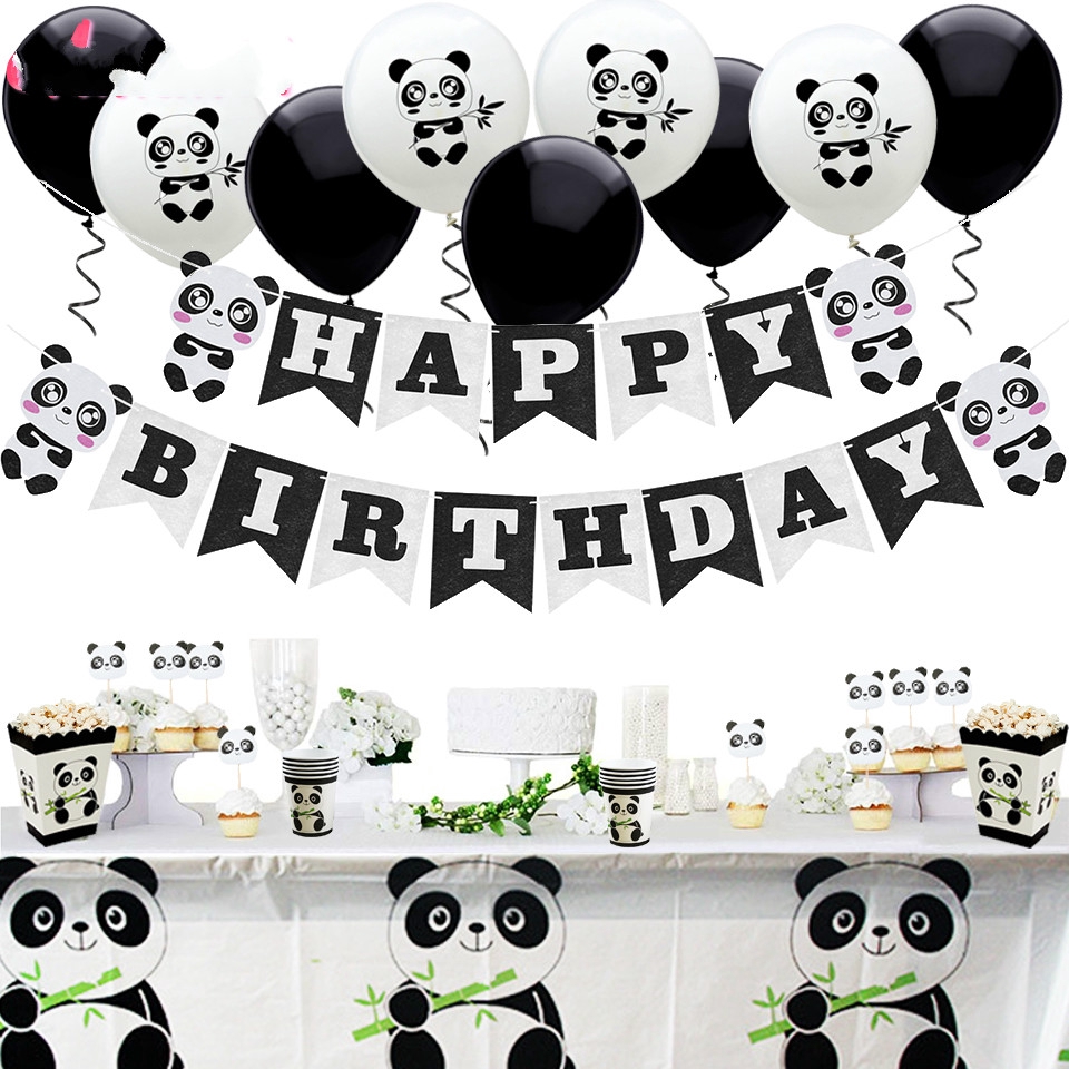 Primitivo alabanza visa Panda Party Decorations Supplies Birthday Banner Panda Balloons Cake  Toppers | Shopee Malaysia