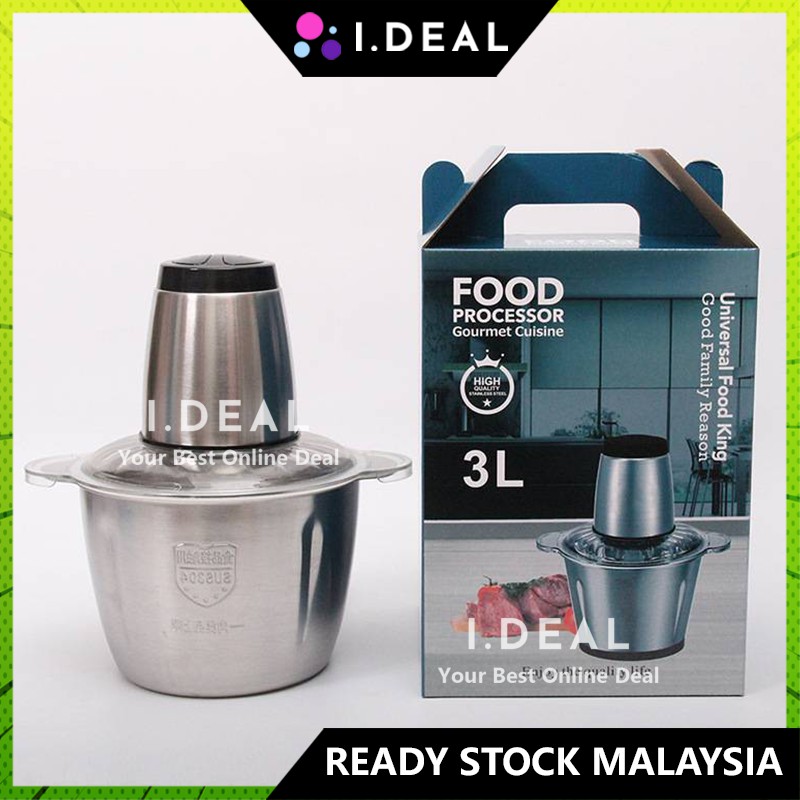 STAINLESS STEEL MINI MIXER & BLENDER 2L 3L Meat Grinder Chopper Food Processor Mesin Pengisar Elektrik Daging