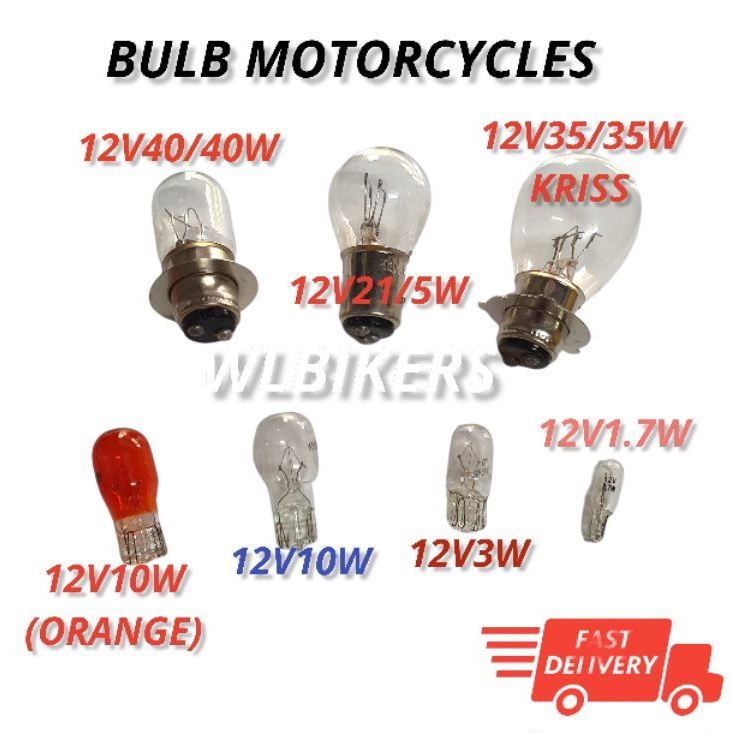BULB MOTORCYCLES MENTOL 12V40/40W 12V35/35W 12V21/5W 12V10W 12V3W 12V1.7W FRONT REAR SIGNAL