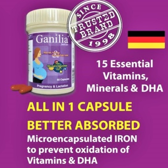 GANILIA Multivitamins with Microencapsulated Iron 60 CAPS for Pregnant