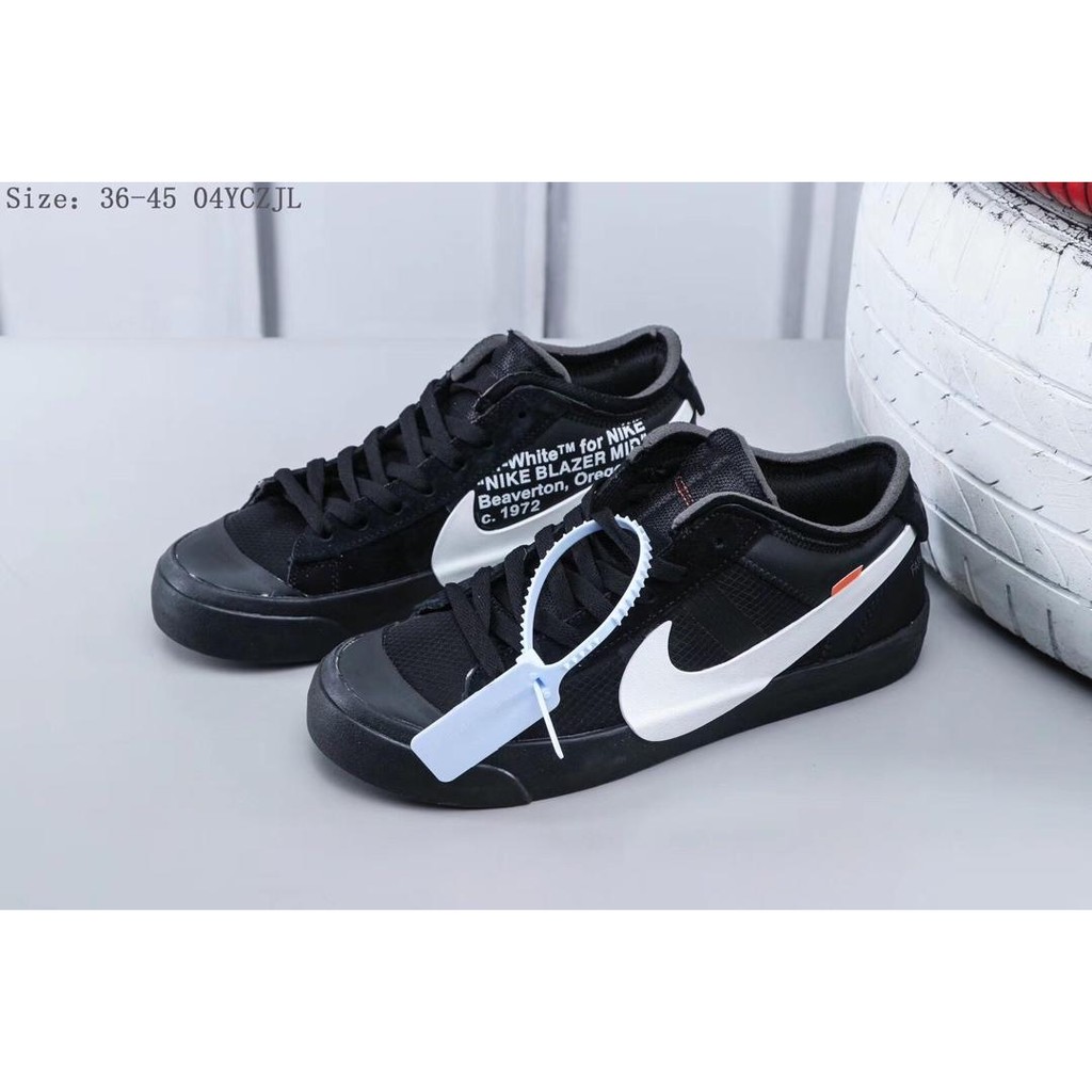 Nike Blazer Mid Off White X Face Classic Casual Unisex Black Low Top Shoes Shopee Malaysia