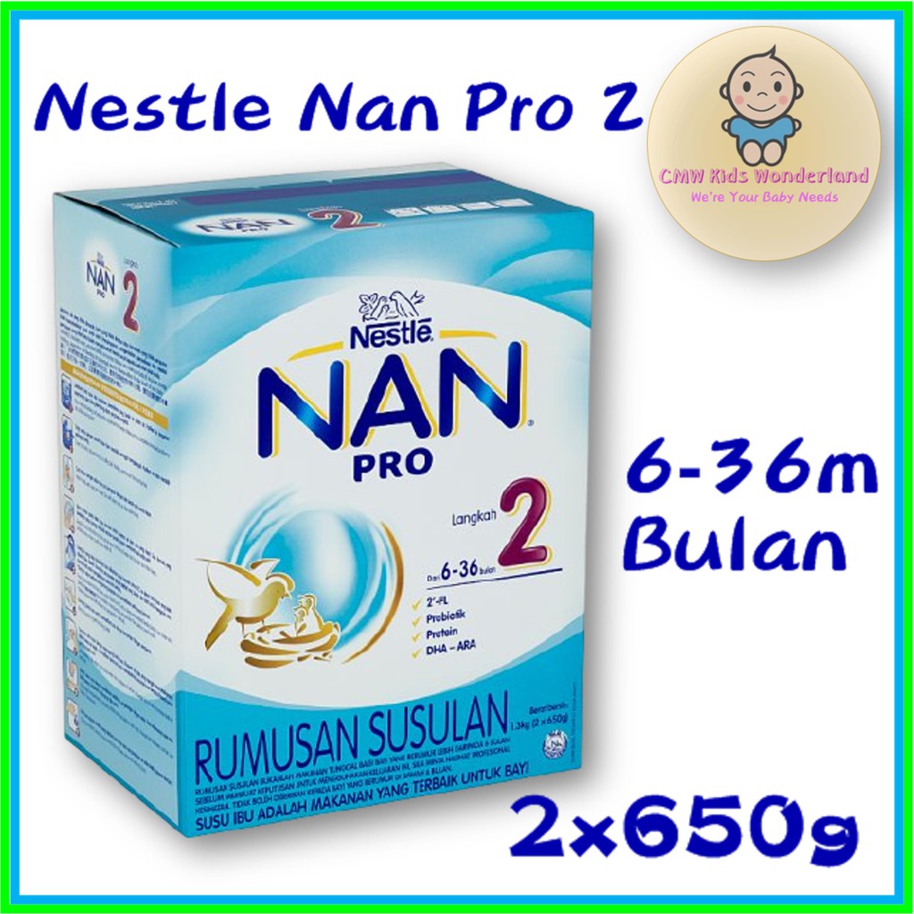 Nestle Nan Pro 2 (2x650g) Rumusan Susulan Langkah 2 / Follow Up Formula Step 2 / Infant Formula 6-36 months
