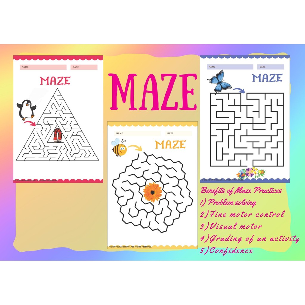 [011] Printable Maze Worksheets | Shopee Malaysia