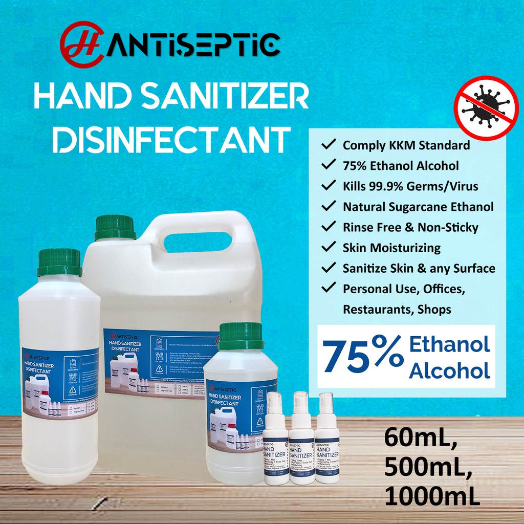 Hand Sanitizer 75 Ethanol Alcohol [60/500/1000ML] Hand Sanitizer / Multi Surface Disinfection