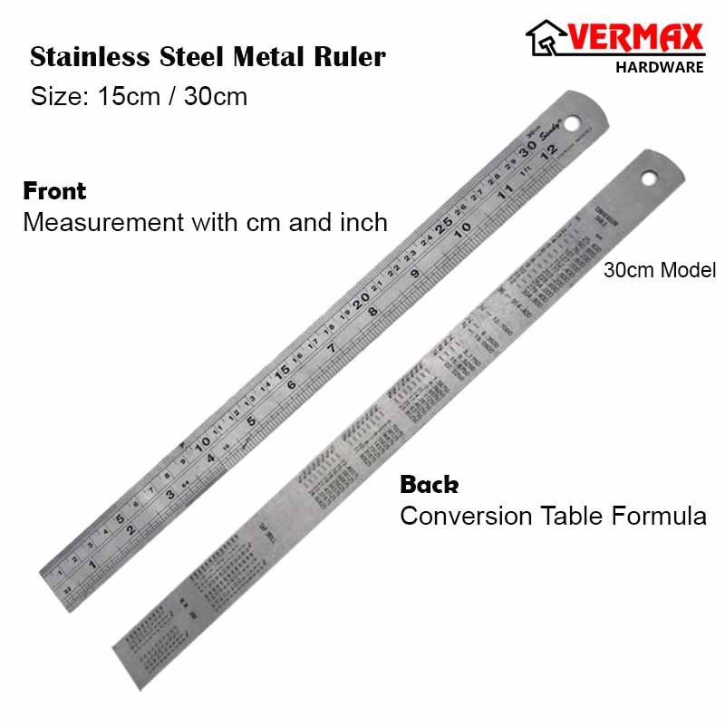 Sandy Stainless Steel Metal Ruler Pembaris Besi 15cm 30cm Inch Cm Mm Carpenter Metal Work Shopee Malaysia