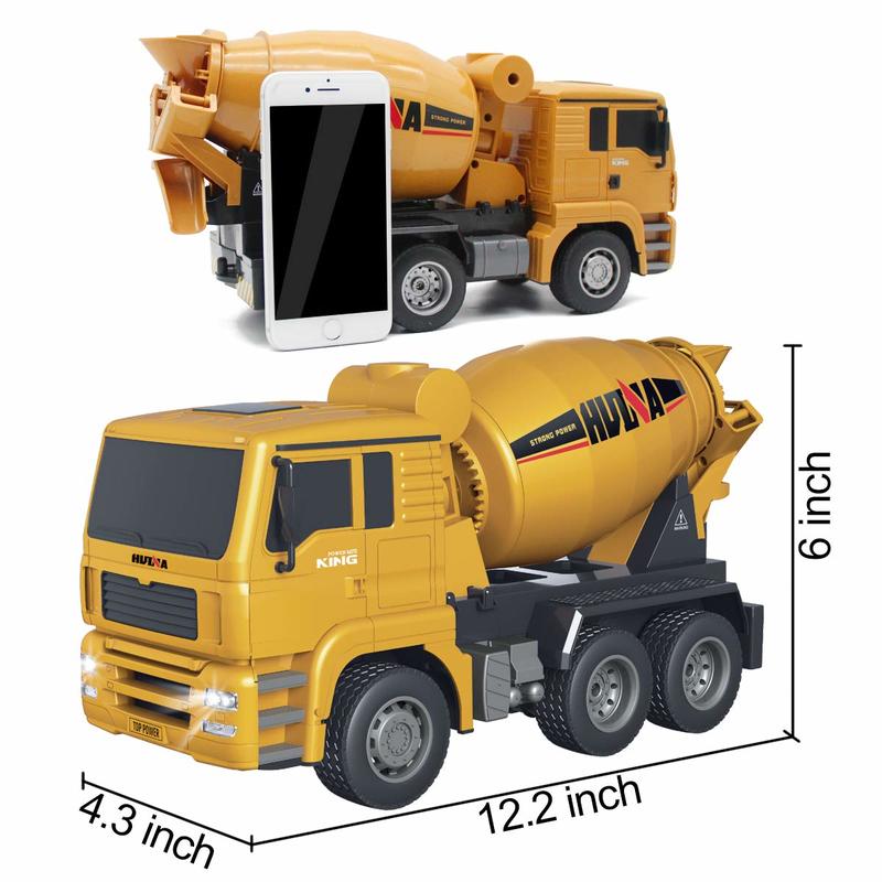 Remote Control Cement Mixer with Lights and Sounds Rechargeable Battery 1:20 2.4GHz 8 Channel RC Concrete Mixer Auto Dumping 
