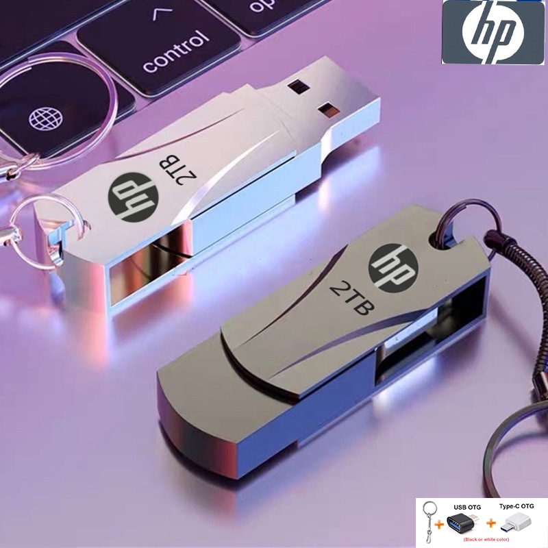 Pen Drive HP High Speed rotating USB Flash Drive 1TB 2TB 128GB 256GB 512GB USB3.0 PenDrive Mental Drive Data Storage Jump Drive With Keychain