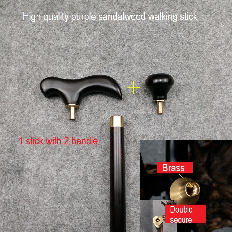 Solid Wood Crutch, Wooden Walking Sticks, Purple Sandalwood Old Man Support Canes, Tongkat Kayu