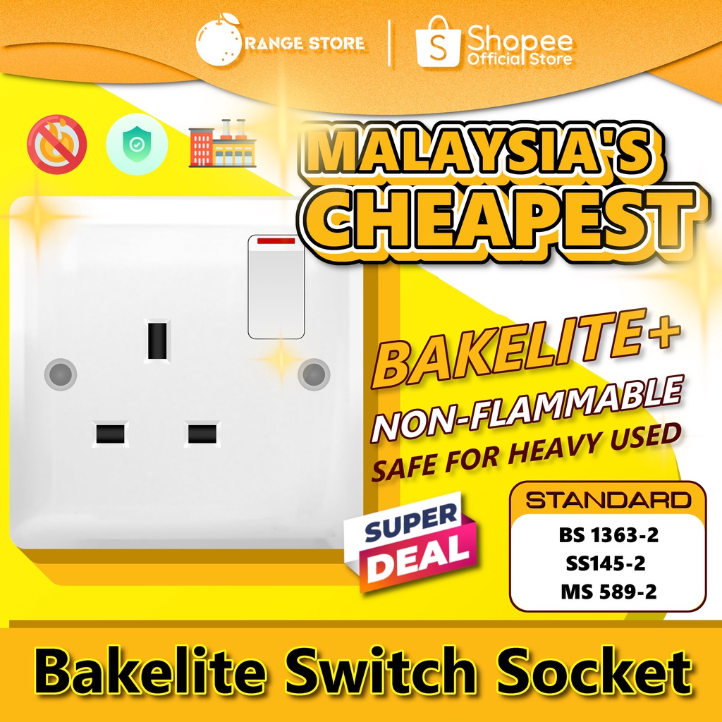 BAKELITE SWITCH SOCKET OUTLET 1 Gang Wall Socket For 13A Plug Industrial Household Premium