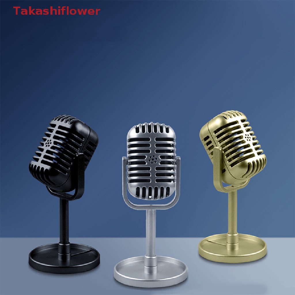 (Takashiflower) Classic Retro Dynamic Vocal Microphone Vintage Style Mic Universal Stand Model