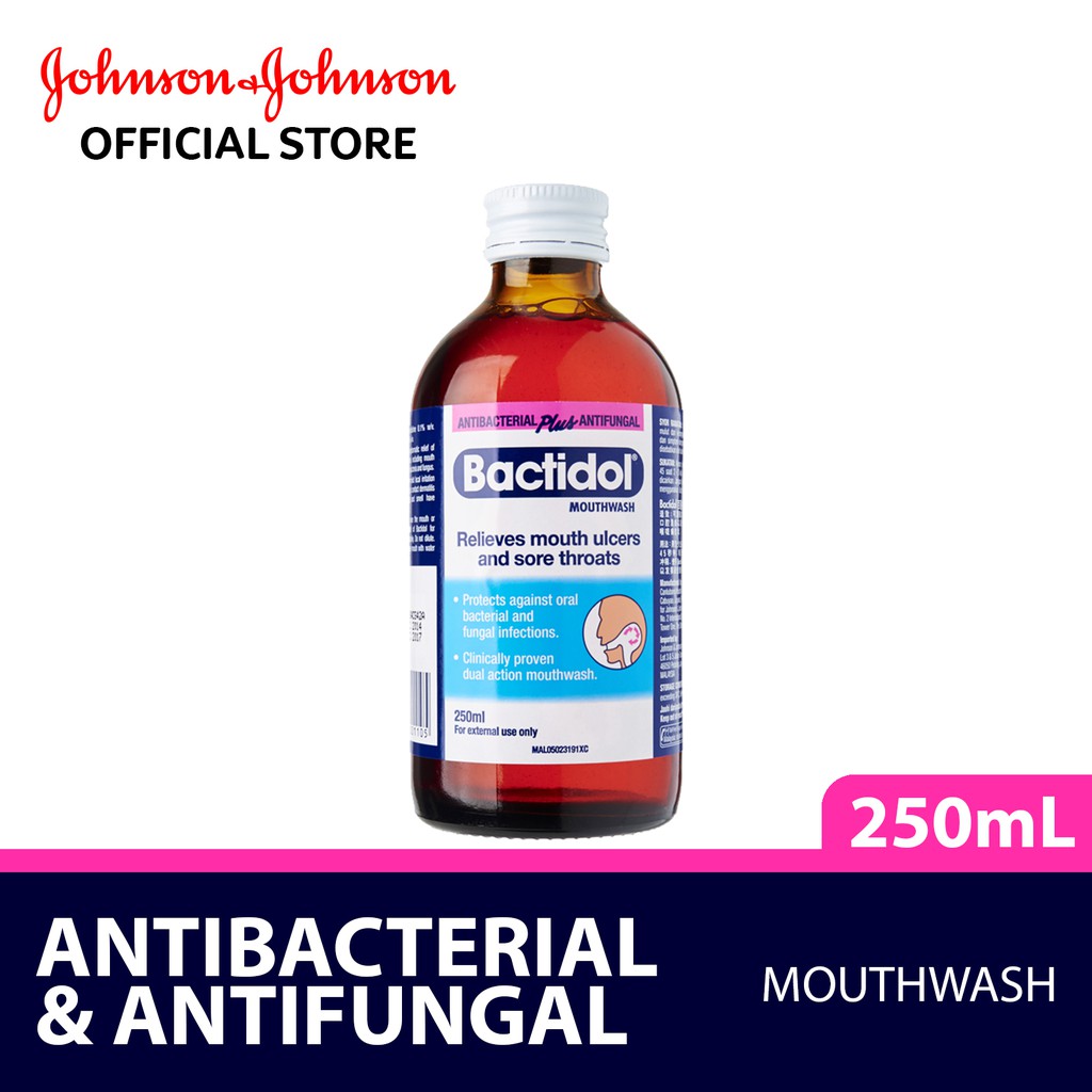 Bactidol Sore Throat & Ulcers Fast Relief Mouthwash (250ml) Shopee