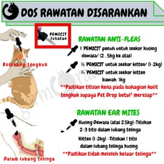 Ear mites Anti Fleas Ubat Kutu Kucing, Kutu Telinga, Hama 