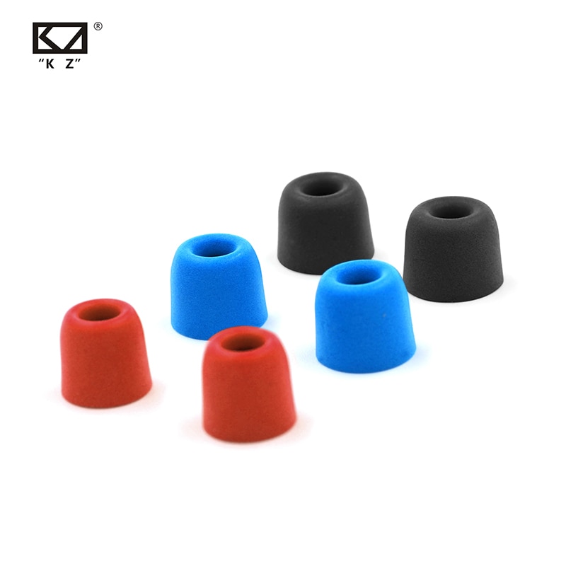 KZ Original 3Pair(6pcs) Noise Isolating Comfortble Memory Foam Ear Tips Ear Pads Earbuds For In Earphone Headphones Red Blue