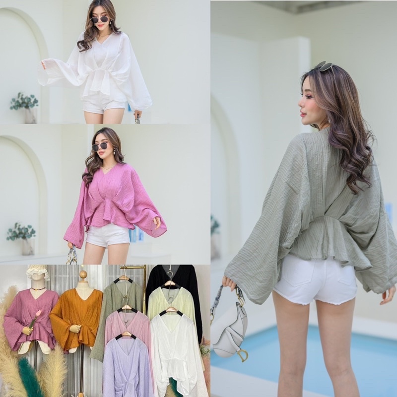 Long V-Neck Shirt Ribbed Waist To Drain The Waist. Japanese Cotton Fabric Soft Comfortable Wear With A Lining. Jumpsuit Woman