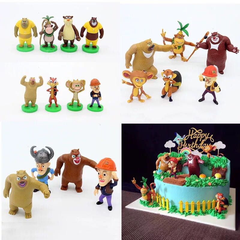 Bear Haunt Anime Cartoon Toys Bear Cake Decoration Bear Figurine熊出没蛋糕摆件熊出没熊 大熊二光头强装饰