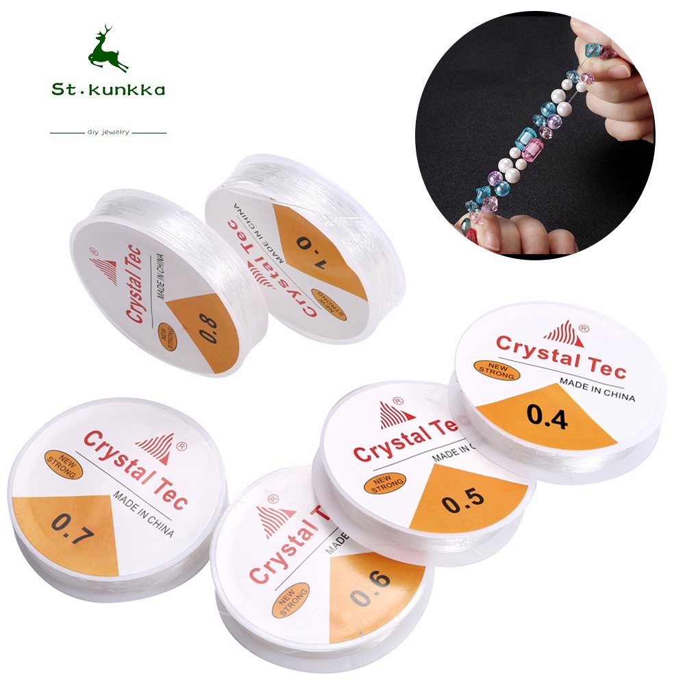 1 Roll 20m Diameter 0.4-1mm Transparent Crystal Elastic Thread Beaded Necklace Bracelet DIY Jewelry Making