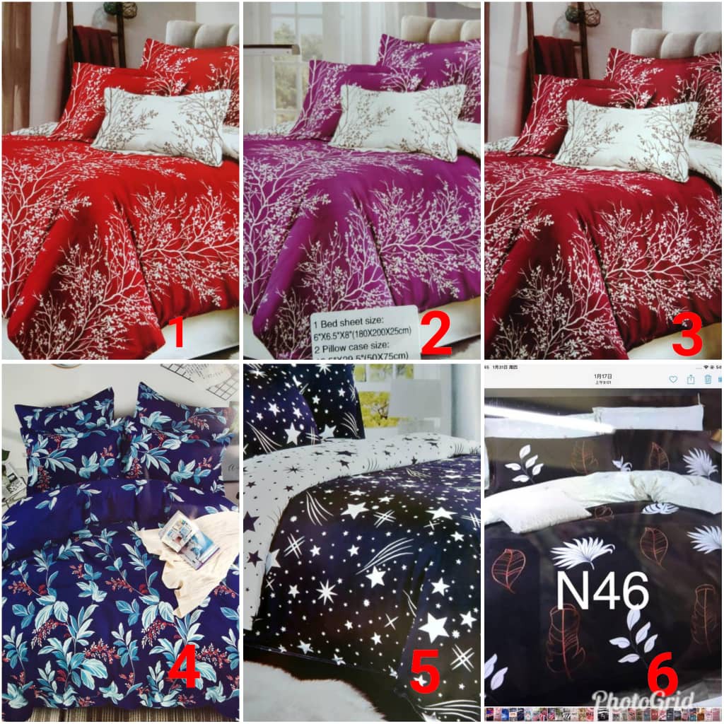 BEDSHEET 6 IN 1 SET CADAR VIRAL SET SEPERTI DALAM GAMBAR